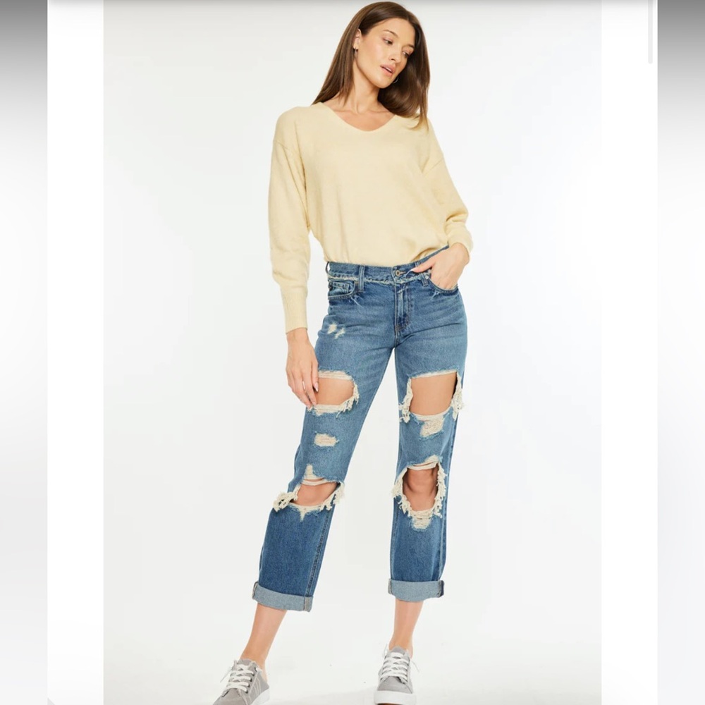 NWT Kancan Noel Mid Rise Boyfriend Jeans Sz: 5/26 - Picture 2 of 16
